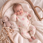 Floral Knit Baby Outfit Set – Scalloped Sweater & Pants