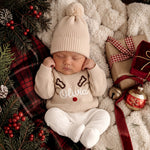 Hand Embroidered Reindeer Name Sweater – Personalized Christmas Keepsake
