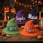 Personalized Halloween Witch Hat | Hand-Knit Name Kids Witch Hat
