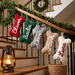 Personalized Cable Knit Bone-Shaped Pet Christmas Stocking