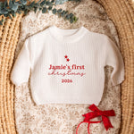 Personalized Baby First Christmas Sweater | Custom Name Embroidered Infant Knit Jumper, 2026 Baby’s First Christmas Outfit
