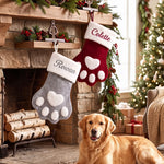 Personalized Paw Christmas Stocking – Embroidered Name