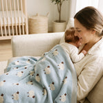 Knit Sheep Baby Blanket, 100% Cotton Nursery Blanket, Soft Newborn Swaddle Gift
