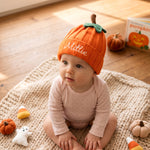 Personalized Pumpkin Baby Beanie | Embroidered Name Fall Knit Hat