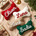 Personalized Cable Knit Bone-Shaped Pet Christmas Stocking