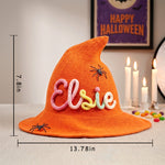 Personalized Halloween Witch Hat | Hand-Knit Name Kids Witch Hat