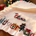 Hand Embroidered Christmas Name Blanket – Baby's First Christmas Keepsake
