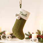Personalized Pom-Pom Cable Knit Christmas Stocking