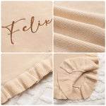 Floral Personalized Baby Blanket – Custom Name Knit Blanket, Soft Newborn Gift