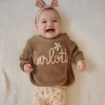 Personalized Baby Name Sweater – Hand Embroidered Knit Outfit, Newborn Gift, Baby Shower Gift