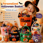 Personalized Halloween Rope Basket | Hand-Knit Name Trick-or-Treat Bucket