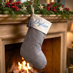 Personalized Neutral Christmas Stocking – Embroidered Name