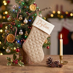 Personalized Neutral Cable Knit Christmas Stocking