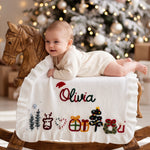 Hand Embroidered Christmas Name Blanket – Baby's First Christmas Keepsake