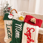 Custom Name Knitted Stockings, Large 18” Embroidered Customized Stocking -B