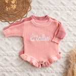 Personalized Baby Announcement Romper – Frill leg Outfit, Custom Newborn Gift
