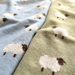 Knit Sheep Baby Blanket, 100% Cotton Nursery Blanket, Soft Newborn Swaddle Gift