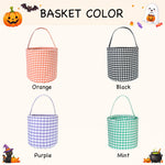 Personalized Halloween Trick or Treat Basket - Embroidered Gingham Candy Bucket