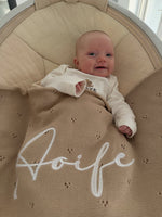 Lightweight Personalized Baby Blanket – Breathable Cotton Knit Infant Blanket, Spring/Summer Newborn Gift