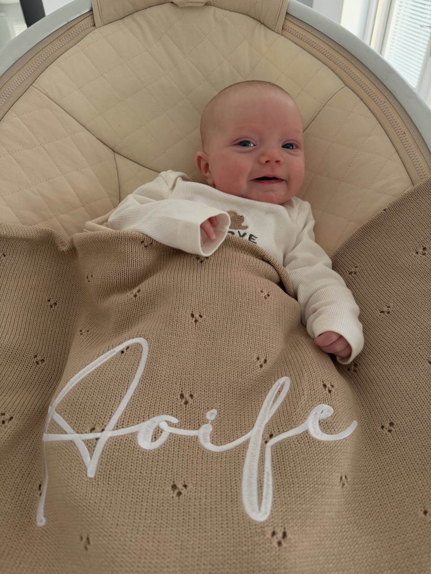 Lightweight Personalized Baby Blanket – Breathable Cotton Knit Infant Blanket, Spring/Summer Newborn Gift