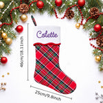 Personalized Plaid Christmas Stocking – Embroidered Name