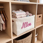 Personalized Diaper Caddy Organizer | Corduroy Baby Basket with 3D Yarn Name | Baby Shower Gift