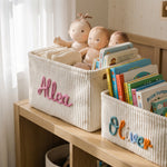 Personalized Diaper Caddy Organizer | Corduroy Baby Basket with 3D Yarn Name | Baby Shower Gift
