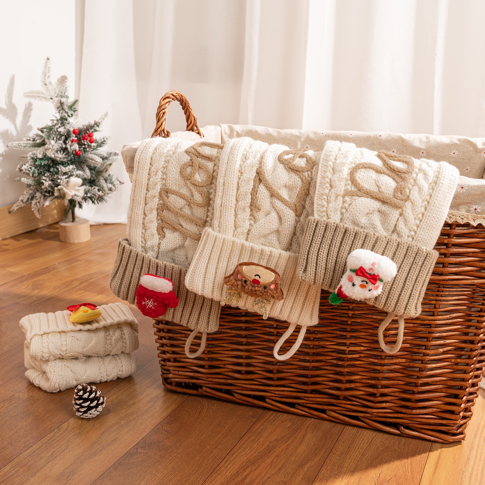 Custom Name Knitted Stockings, Large 18” Embroidered Customized Stocking -A