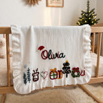 Hand Embroidered Christmas Name Blanket – Baby's First Christmas Keepsake