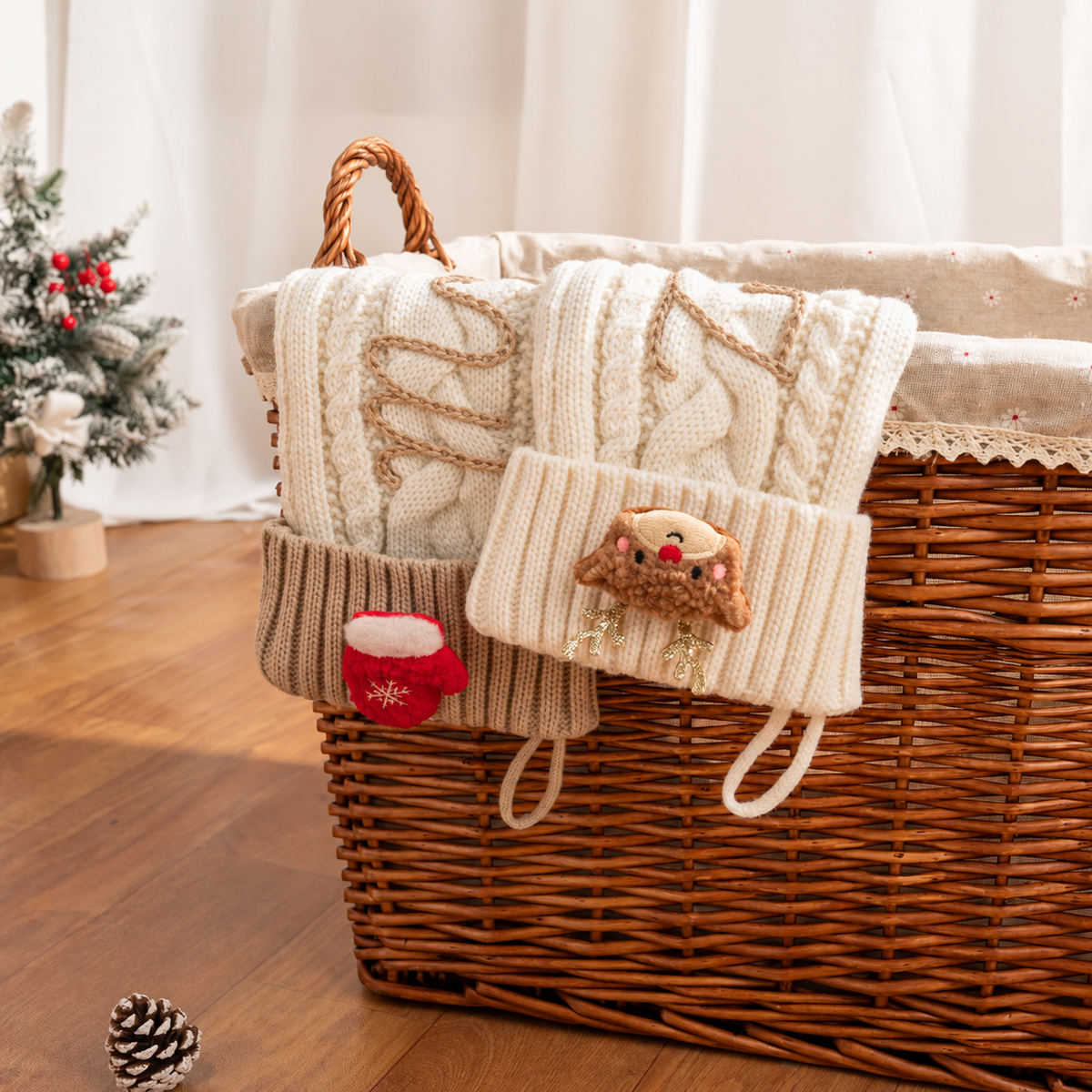 Custom Name Knitted Stockings, Large 18” Embroidered Customized Stocking -A