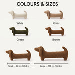 Personalized Dachshund Plush Pillow – Sherpa Sausage Dog with Knitted Yarn Name