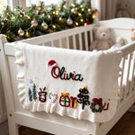 Hand Embroidered Christmas Name Blanket – Baby's First Christmas Keepsake