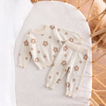 Floral Knit Baby Outfit Set – Scalloped Sweater & Pants