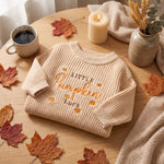 Personalized Little Pumpkin Sweater — Hand Embroidered Baby & Toddler Knit
