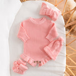 Personalized Baby Knit Gift Set – Romper, Beanie & Booties, Custom Newborn Outfit Bundle