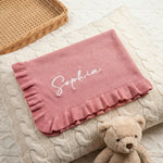 Floral Personalized Baby Blanket – Custom Name Knit Blanket, Soft Newborn Gift