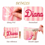 Personalized Makeup Bag | Custom Chenille Name Cosmetic Pouch | Bridesmaid Gift & Travel Toiletry Bag