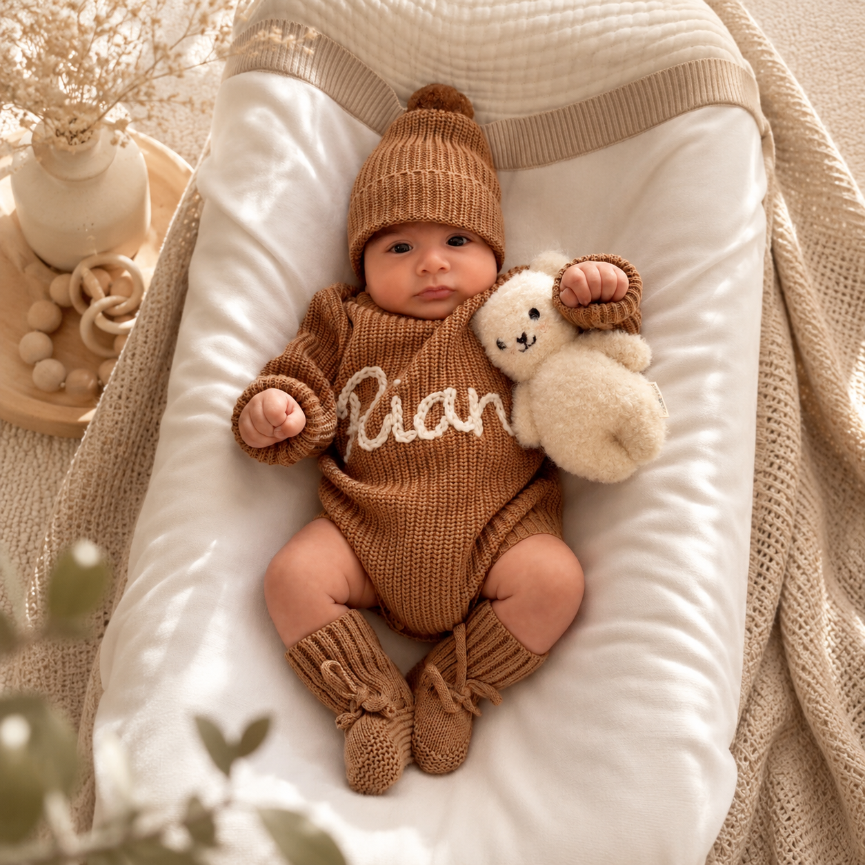 Personalized Baby Romper – Custom Name Knit Outfit, Soft Newborn Everyday Outfit