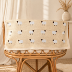 Knit Sheep Baby Blanket, 100% Cotton Nursery Blanket, Soft Newborn Swaddle Gift