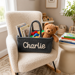 Personalized Diaper Caddy Organizer | Corduroy Baby Basket with 3D Yarn Name | Baby Shower Gift
