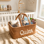 Personalized Diaper Caddy Organizer | Corduroy Baby Basket with 3D Yarn Name | Baby Shower Gift