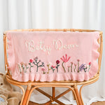 Hand Embroidered Floral Baby Name Blanket – Personalized Knit Newborn Blanket, Custom Keepsake Gift
