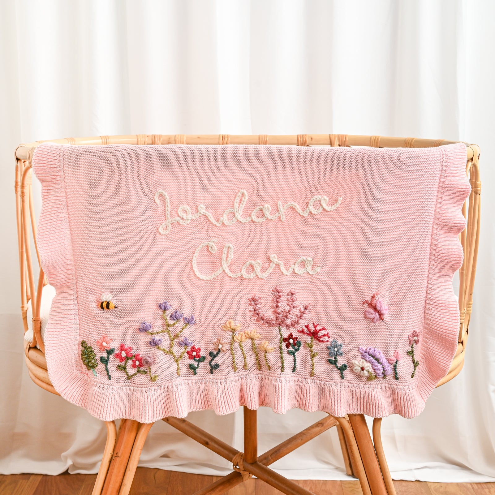 Heavy-Duty Hand-Knitted Floral Name Blanket – KnittyBaby