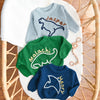 Hand-knit Dinosaur sweater with name
