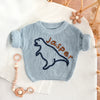 Hand-knit Dinosaur sweater with name
