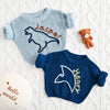 Hand-knit Dinosaur sweater with name