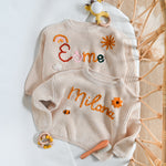 Personalized Baby Name Sweater – Hand Embroidered Knit Outfit, Newborn Gift, Baby Shower Gift