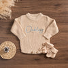 Chunky knit custom name romper
