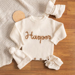 Personalized Baby Romper – Custom Name Knit Outfit, Soft Newborn Everyday Outfit