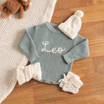 Personalized Baby Romper – Custom Name Knit Outfit, Soft Newborn Everyday Outfit